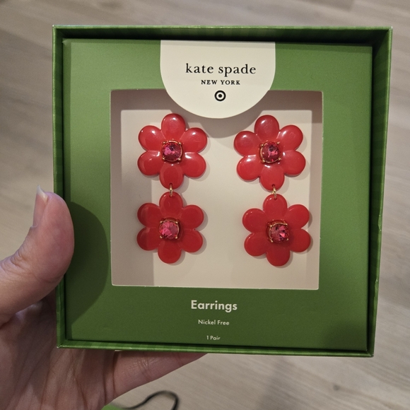 NWT Kate Spade X Target Floral Linear Earrings, Red - Picture 8 of 9